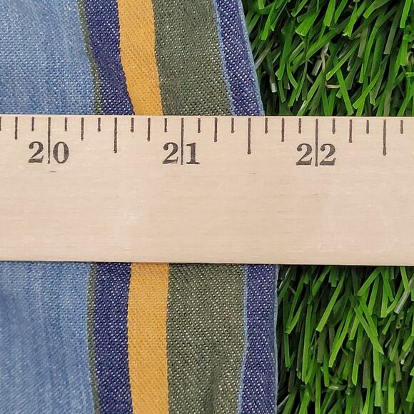 Vintage MOD Striped Denim Button Shirt Medium 22x29 Baggy Vertical-Stripes - Picture 5 of 13